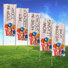 Bright Flowers- 3x8 Vertical Wave Flag Double Sided