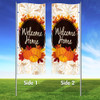 Pumpkin Glow Welcome Home 3x8 Vertical Wave Flag Double Sided