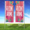 Pink Floral - WH Double Sided 3x8 Vertical Wave Flag