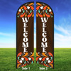 Abstract Drops (Brown) - WELCOME Double Sided Feather Flag