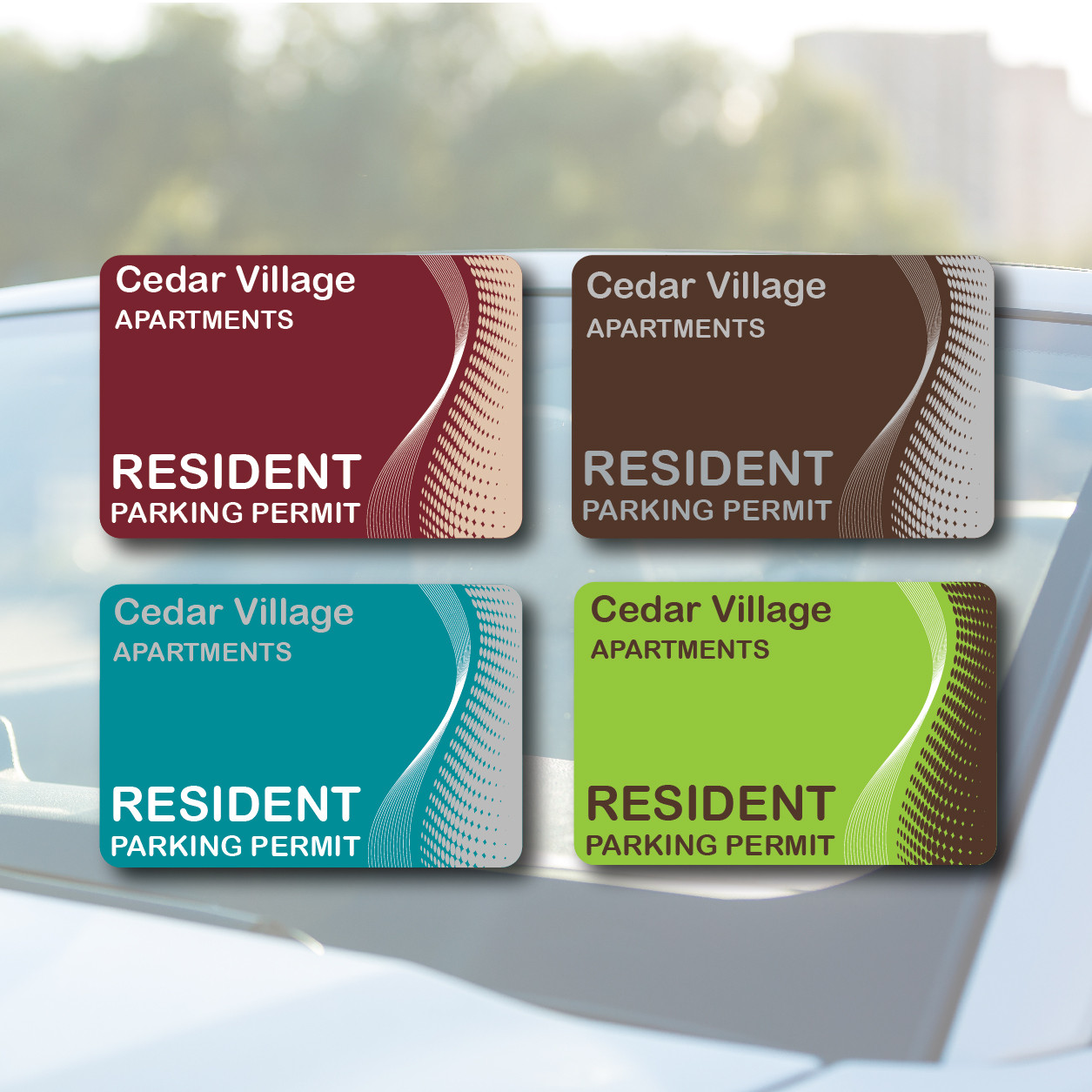 "Wave Design" Static Cling Parking Permit Home America