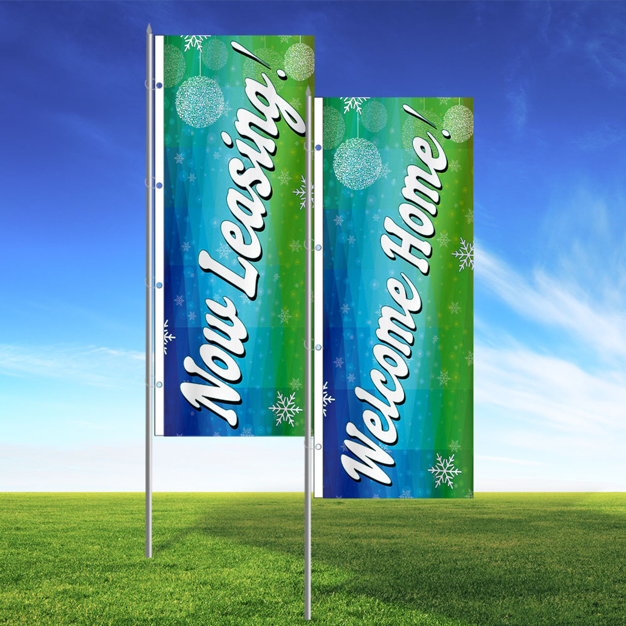 Winter Coastal Waves - 3x8 Vertical Outdoor Marketing Flag