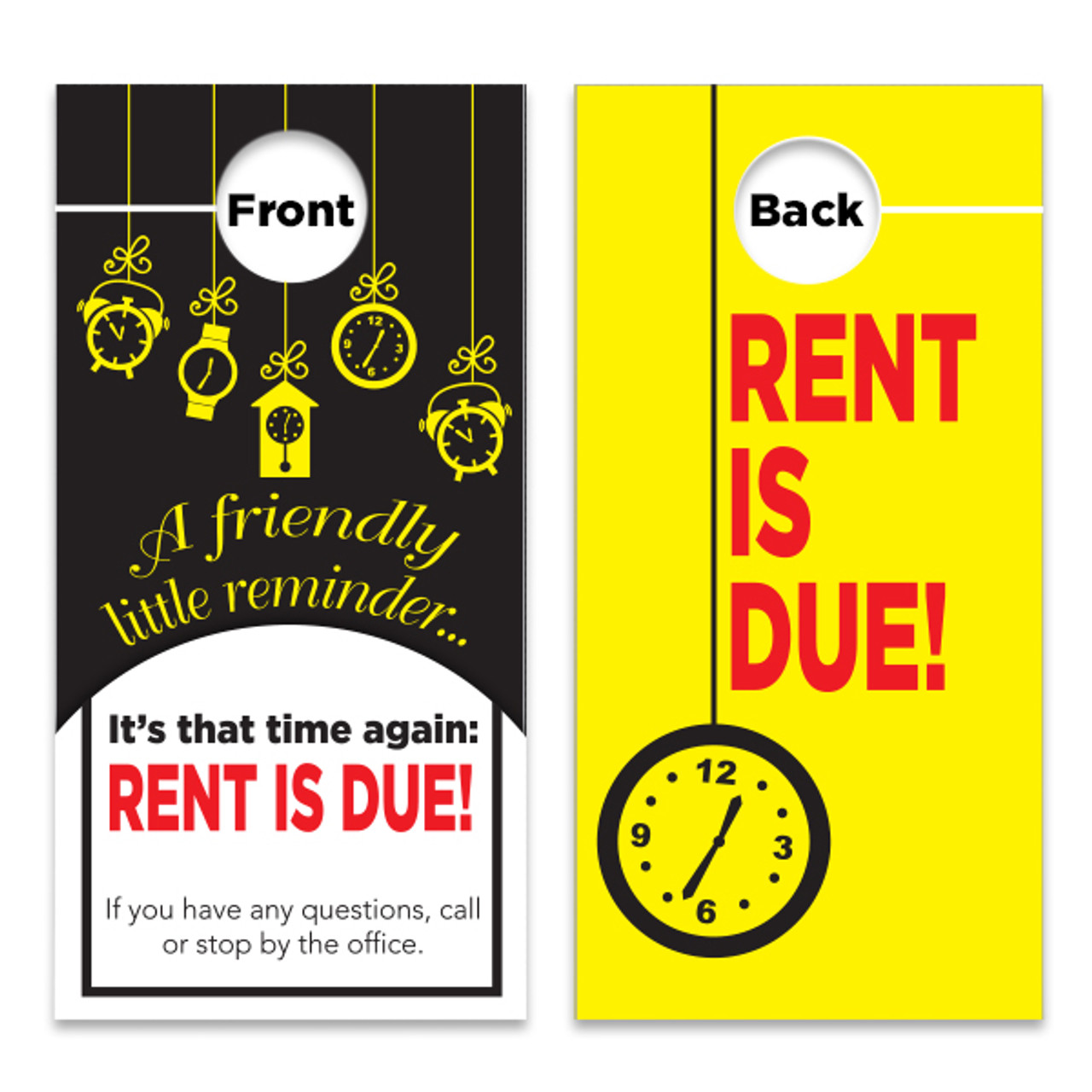 Rent is Due Reminder Door Hangers