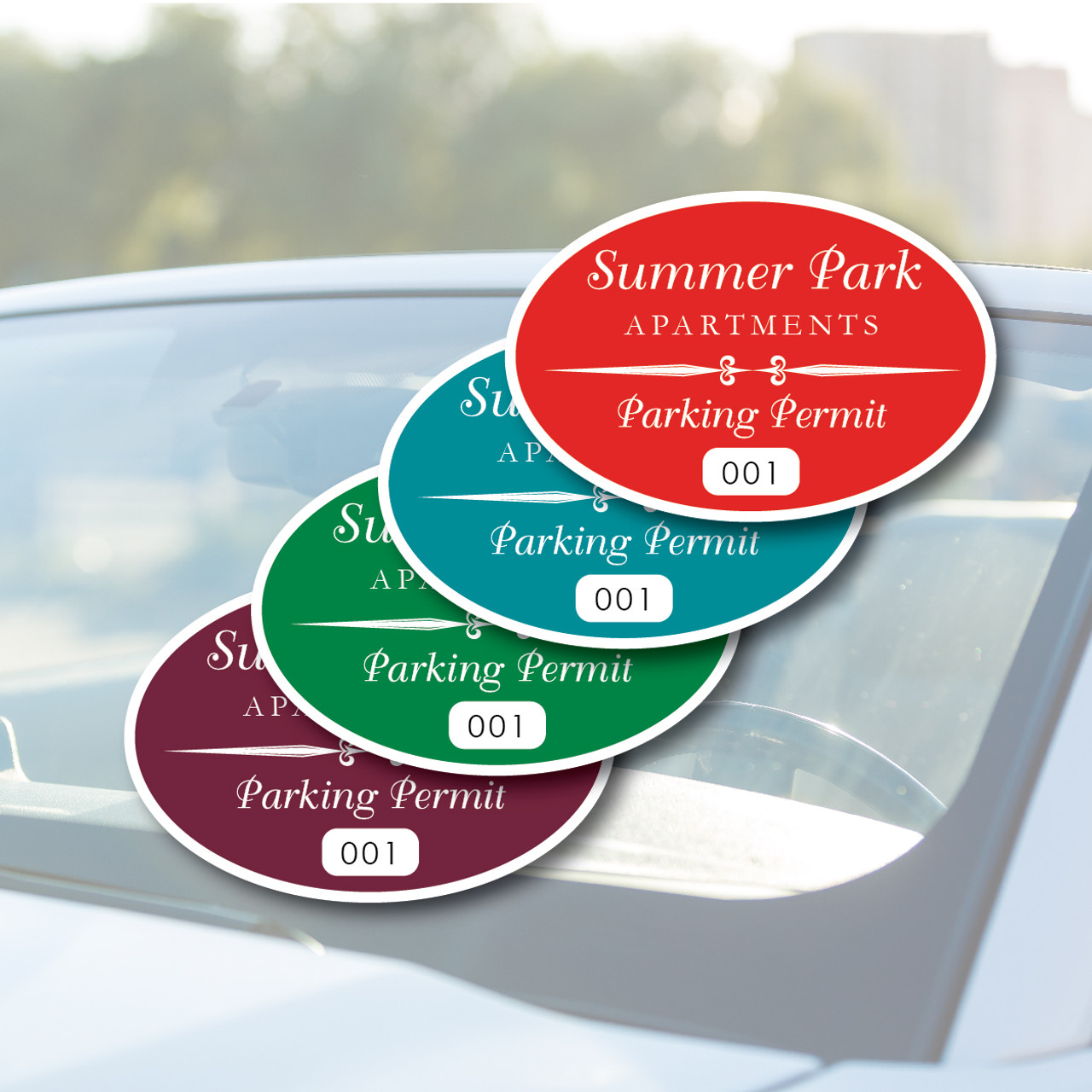 Custom Numbered Oval Static Cling Parking Permit