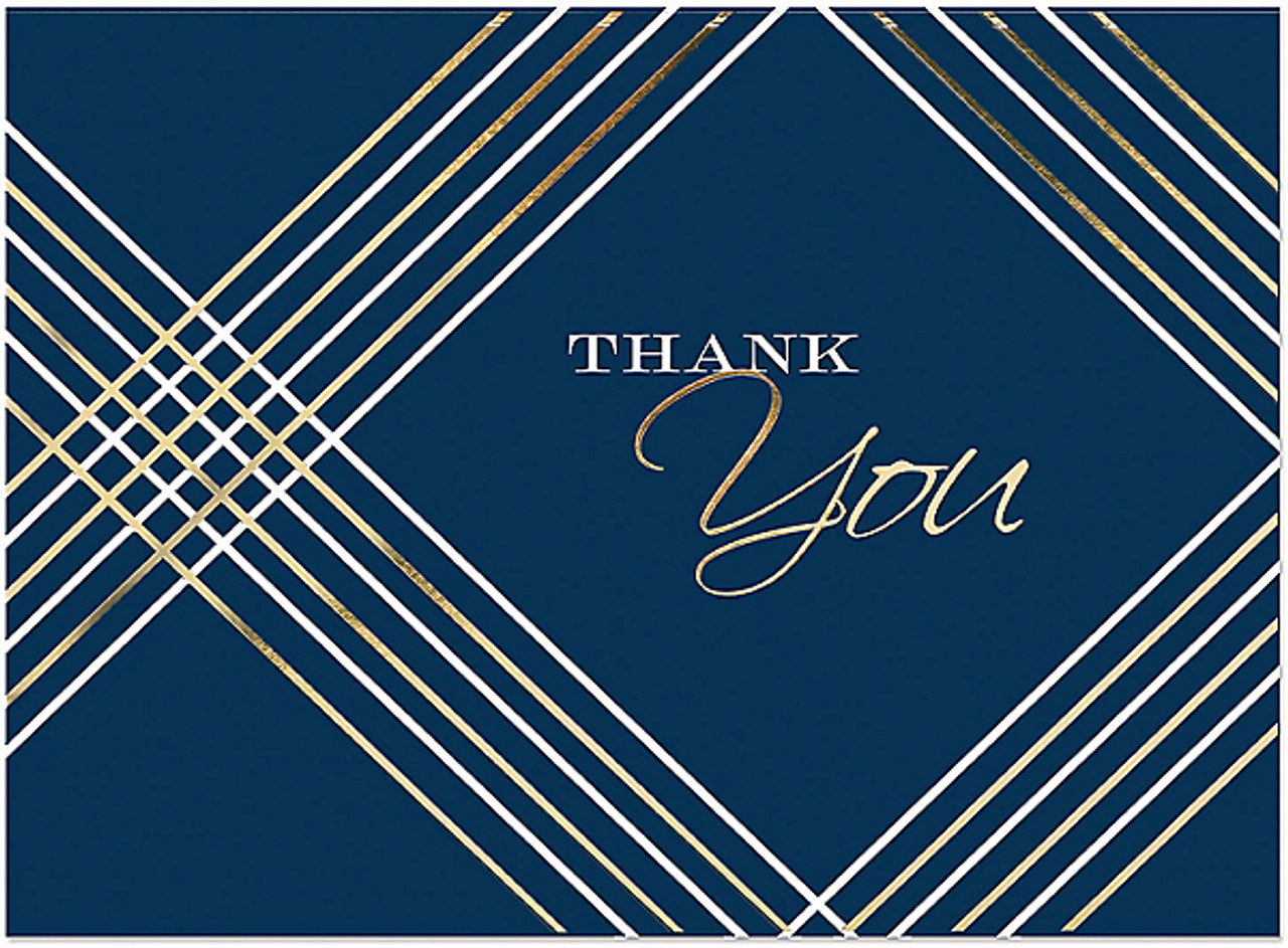 100 Personalized Thank You Card- Blue Geometric