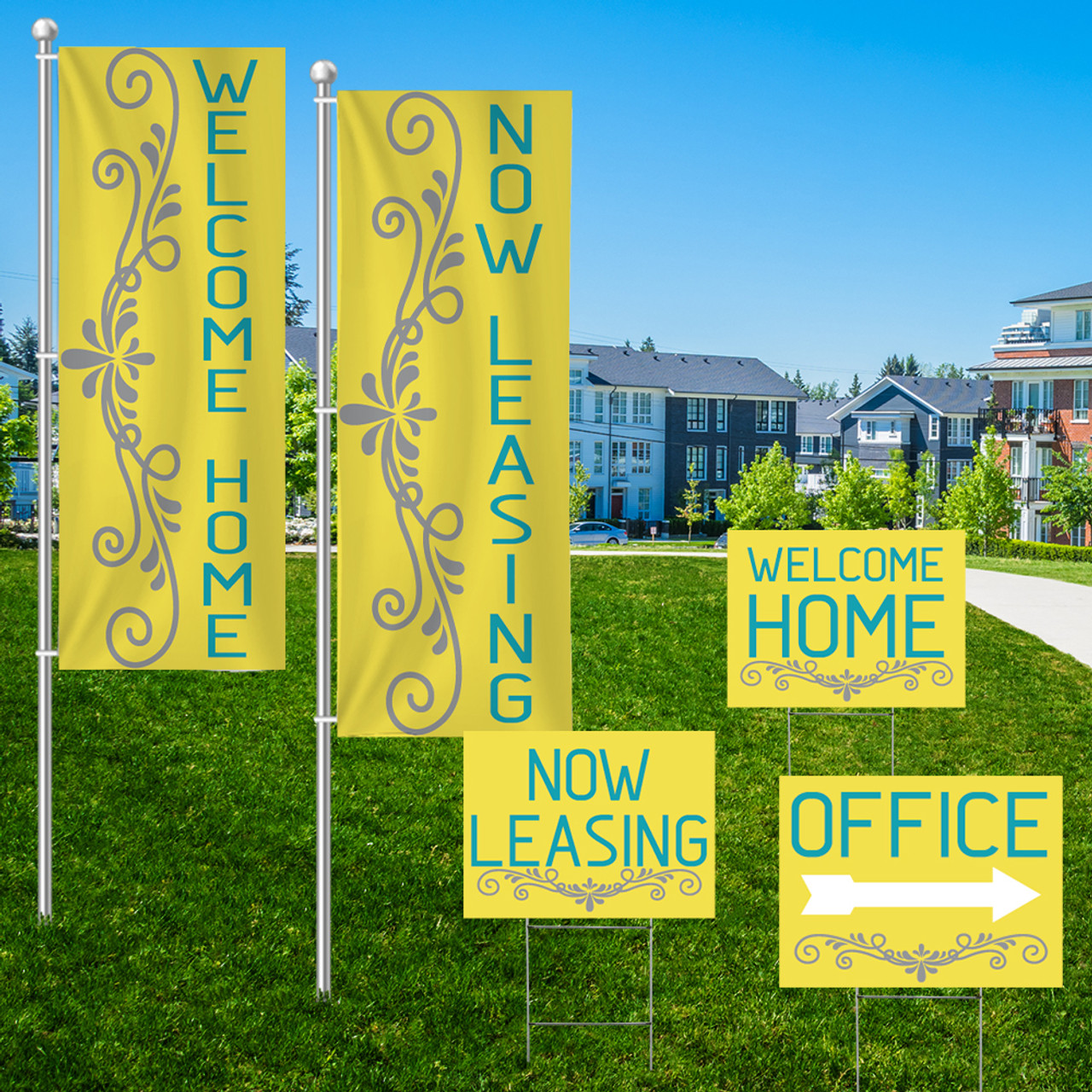 Hello Yellow - Vertical Flag and Yard Sign Marketing Bundle