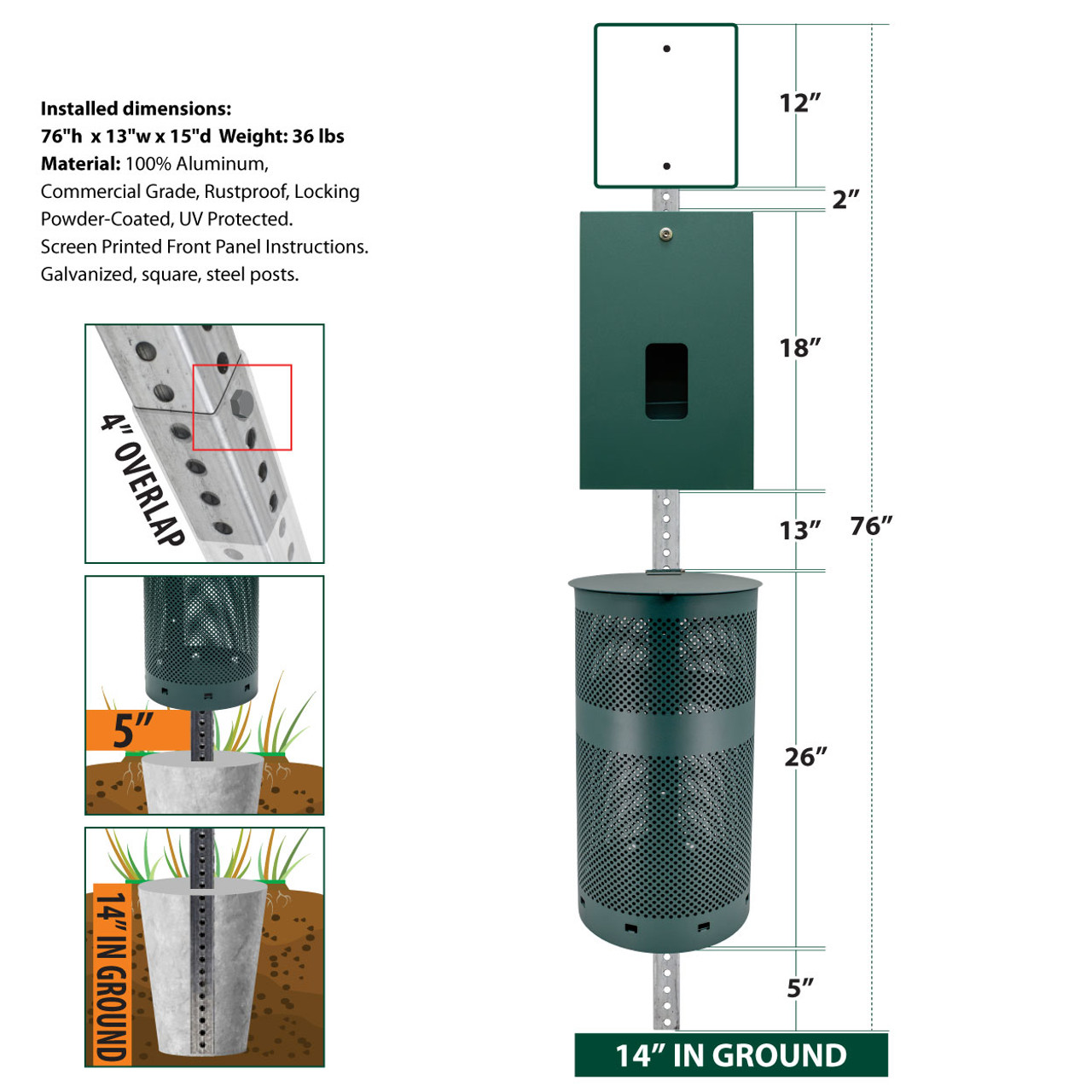 WHA Dog Waste Station - Commercial Grade Includes 400 Bags & 25 Can Liners