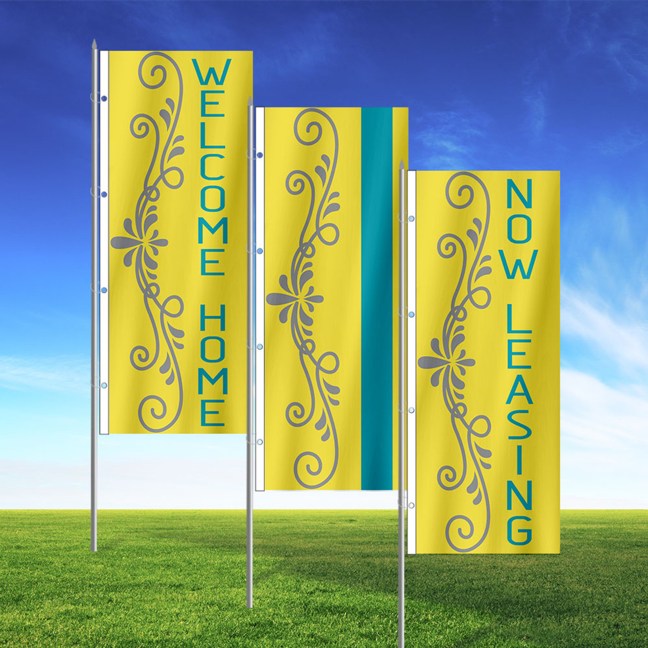 Hello Yellow - 3x8 Vertical Outdoor Marketing Flag