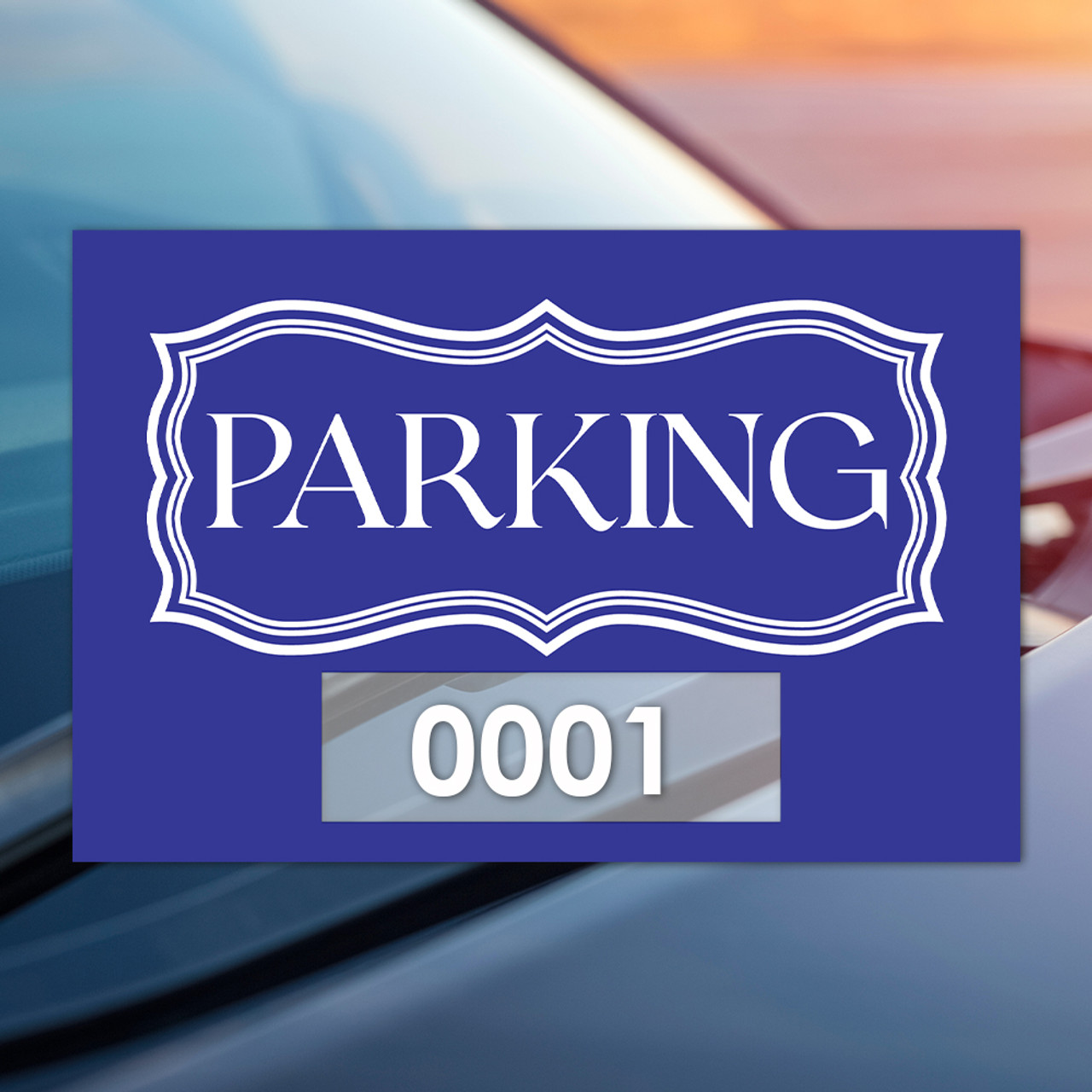 Blue Rectangle Parking Permit Static Cling