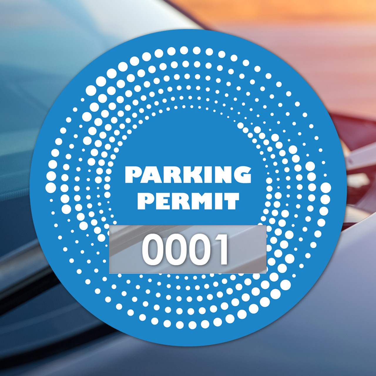 "Dots" Blue Circle Parking Permit Static Cling