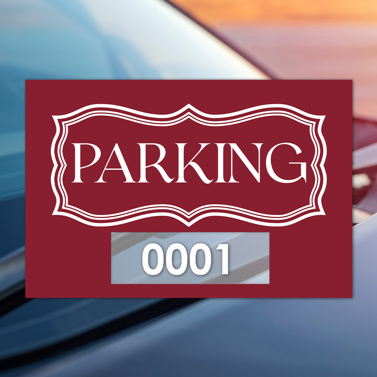 Maroon Rectangle Parking Permit Static Cling