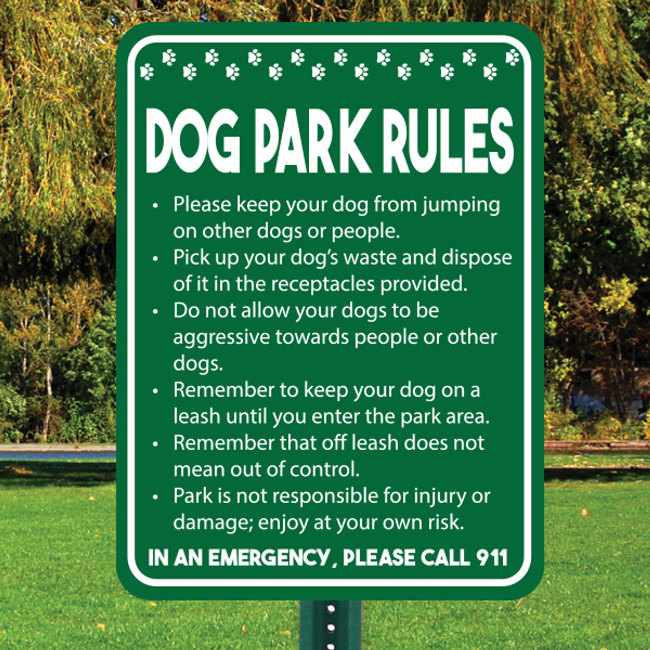 Dog Park Rules-18" x 24" Aluminum Sign