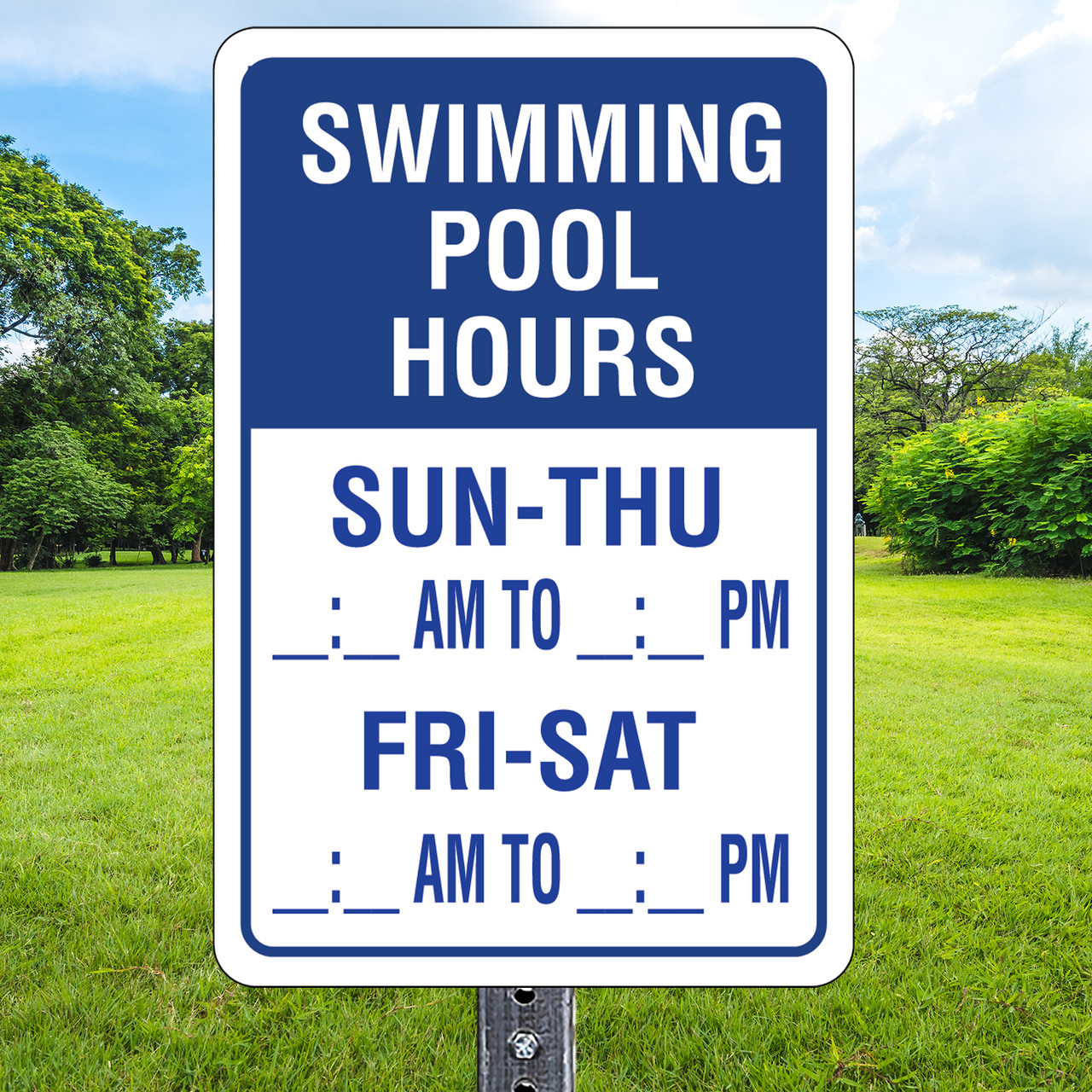 Swimming Pool Hours 12"x 18" Aluminum Sign