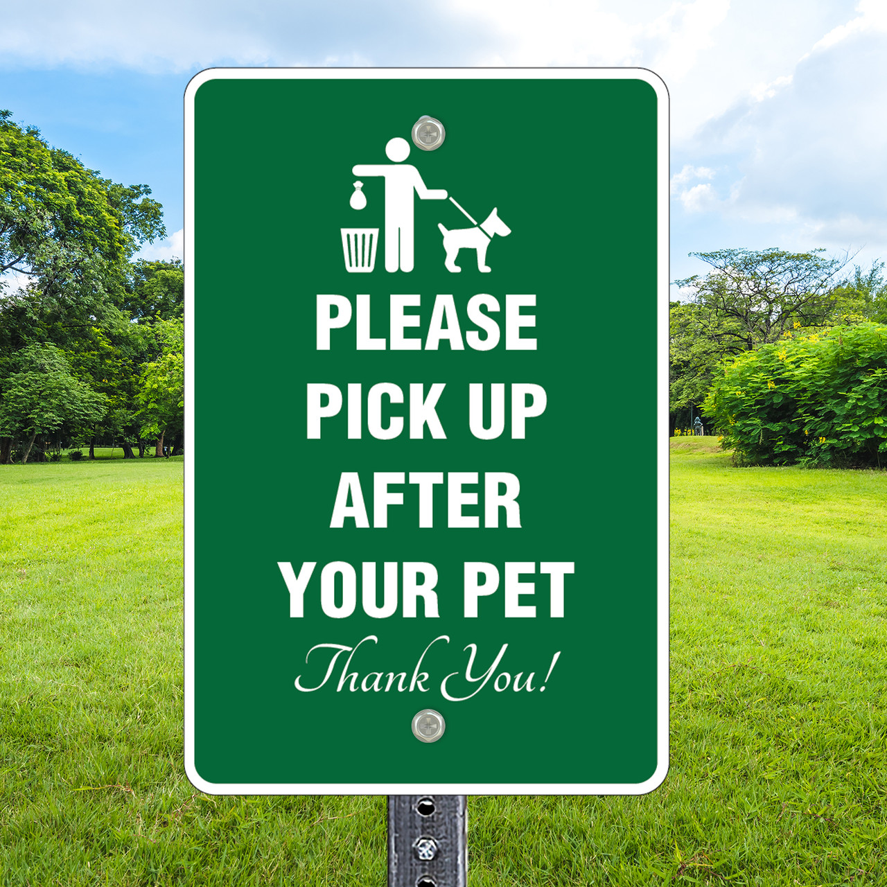 Pet Waste Sign: Please Pick Up 12"x 18" Aluminum