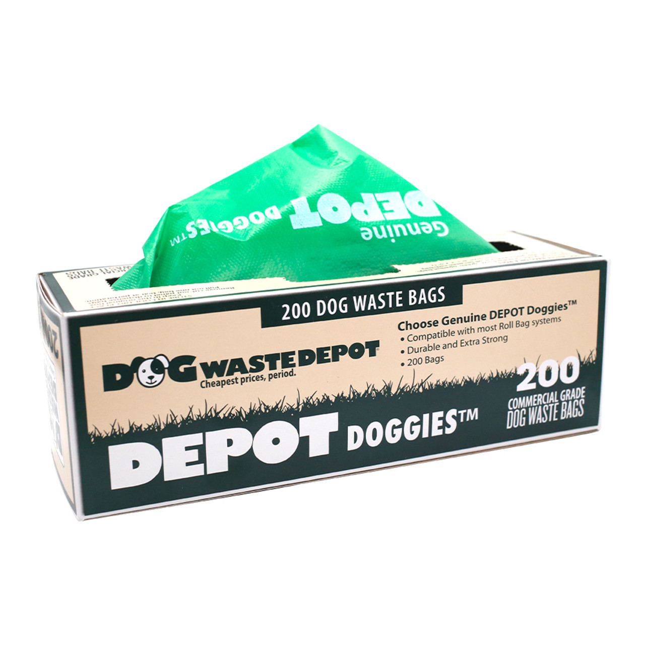 Depot Doggies™ Roll Bags- Dog Waste Station Refill Bags - Green 10 Rolls (2,000 bags)