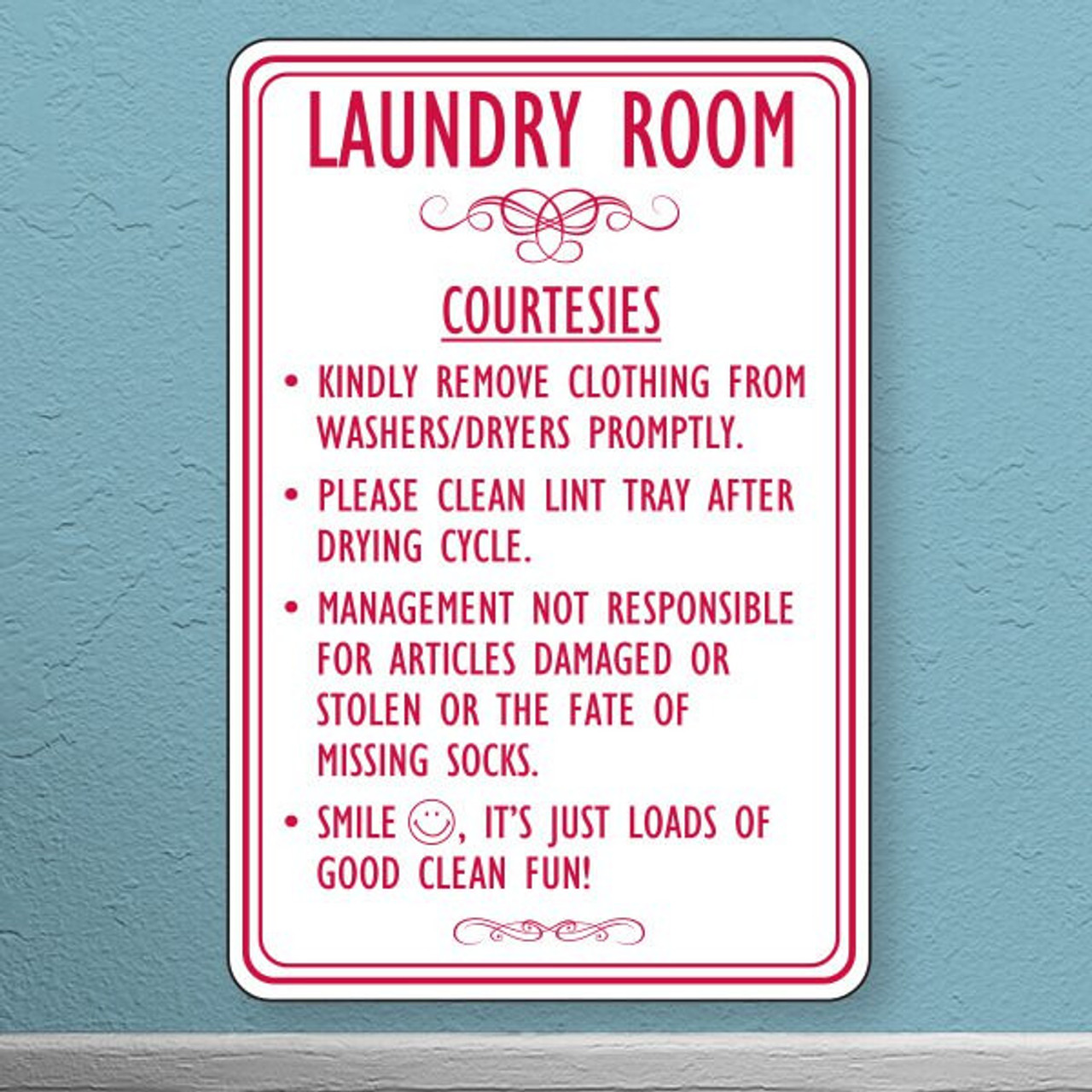 12"x18" Laundry Room Styrene Sign