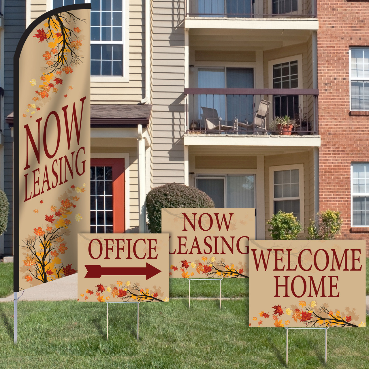 Falling Leaves - Feather Flag and Yard Sign Marketing Bundle  SS