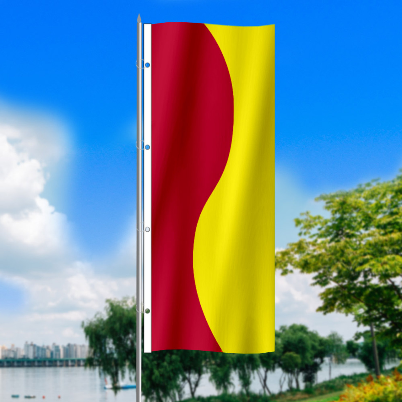 Red Yellow Curvy - 3x8 Vertical Outdoor Marketing Flag