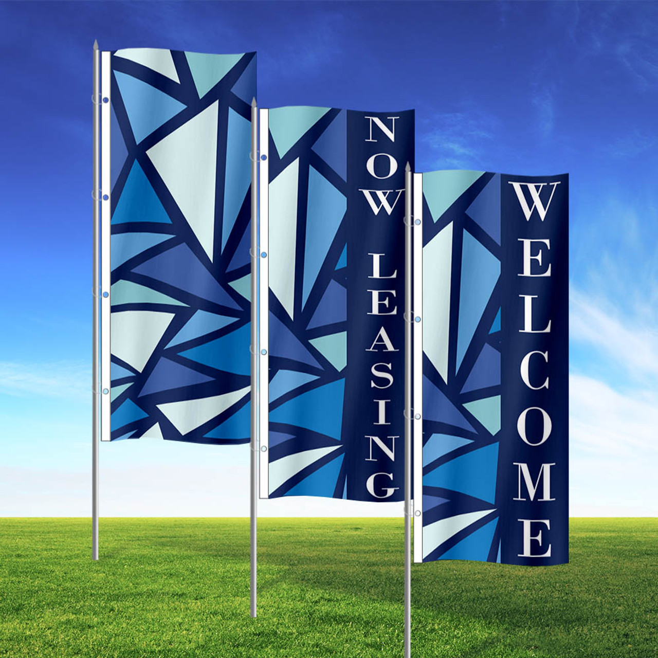 Blue Ice - 3x8 Vertical Outdoor Marketing Flag