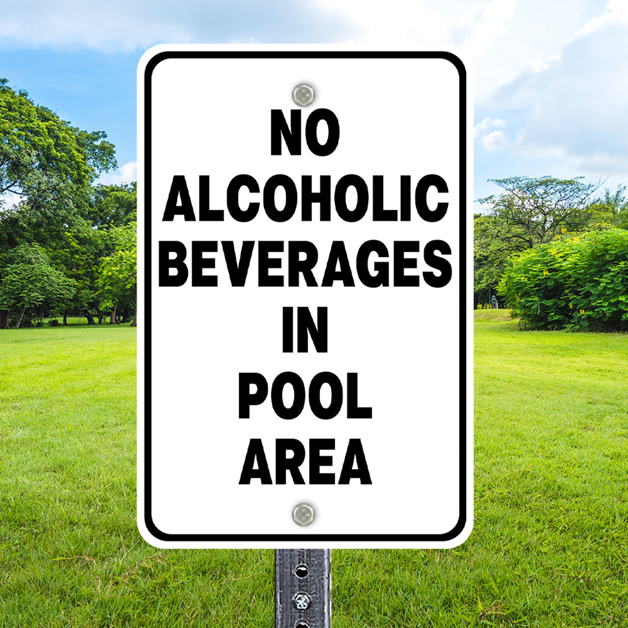 No Alcoholic Beverages in Pool: 12" x 18" Heavy Duty Aluminum Sign