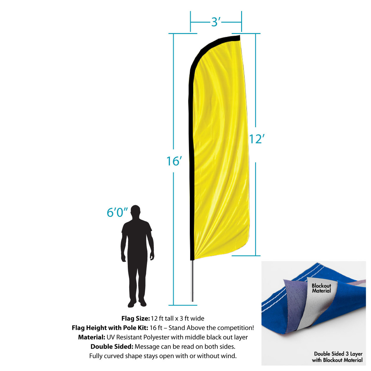Hello Yellow - Double Sided Feather Flag Kit