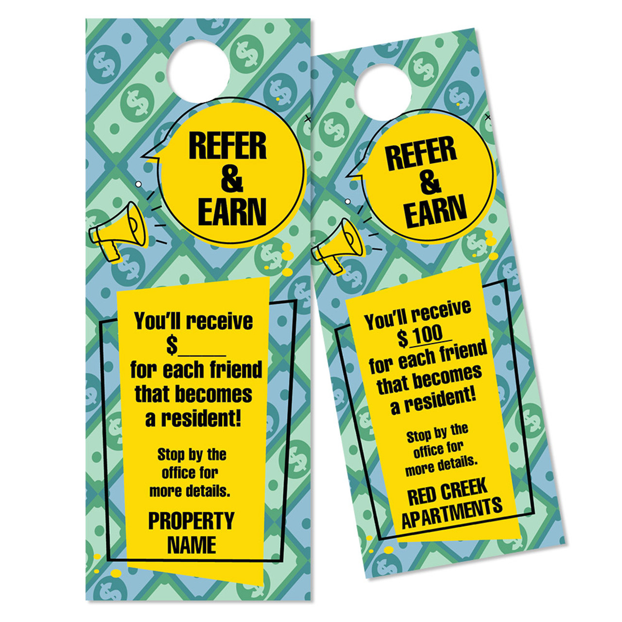 Custom Door Hanger: Refer & Earn