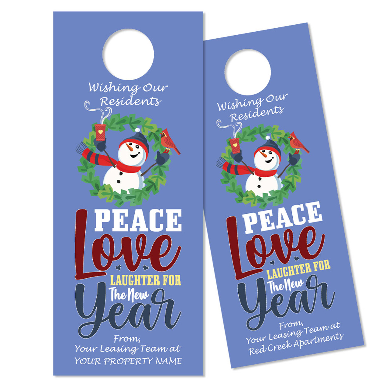 Custom Door Hanger:  New Year Peace Love Laughter
