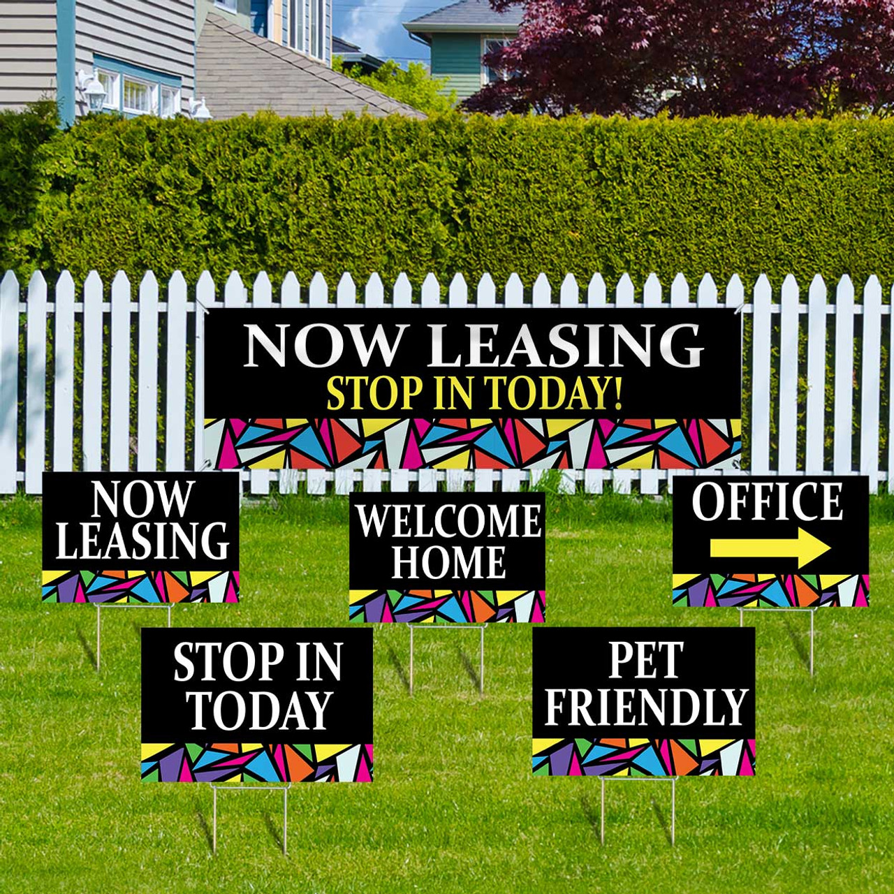 Colorful Stained Glass- 3x10 Vinyl Banner and Yard Sign Marketing Bundle