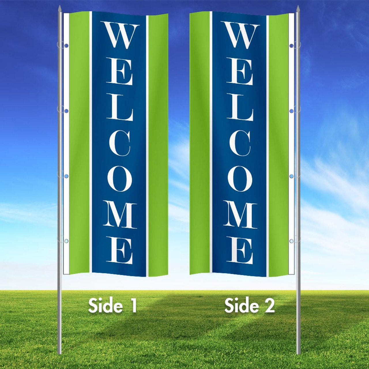 Cheerful- Double Sided 3x8 Vertical Wave Flag