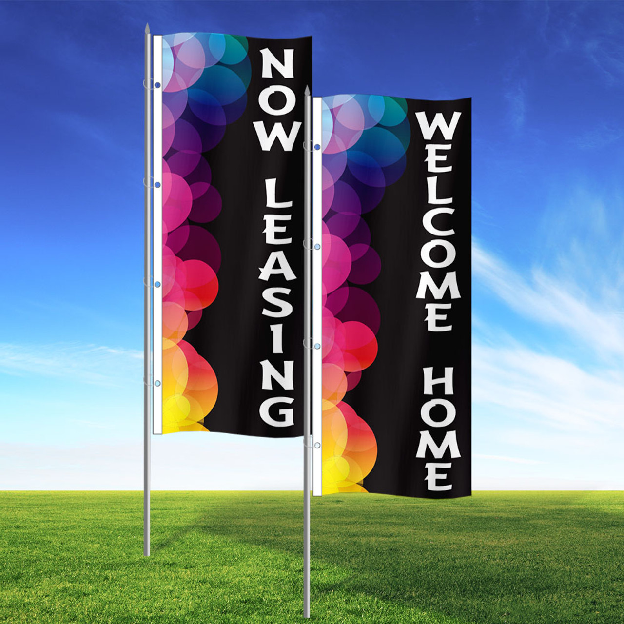 Black Neon- Double Sided 3x8 Vertical Wave Flag