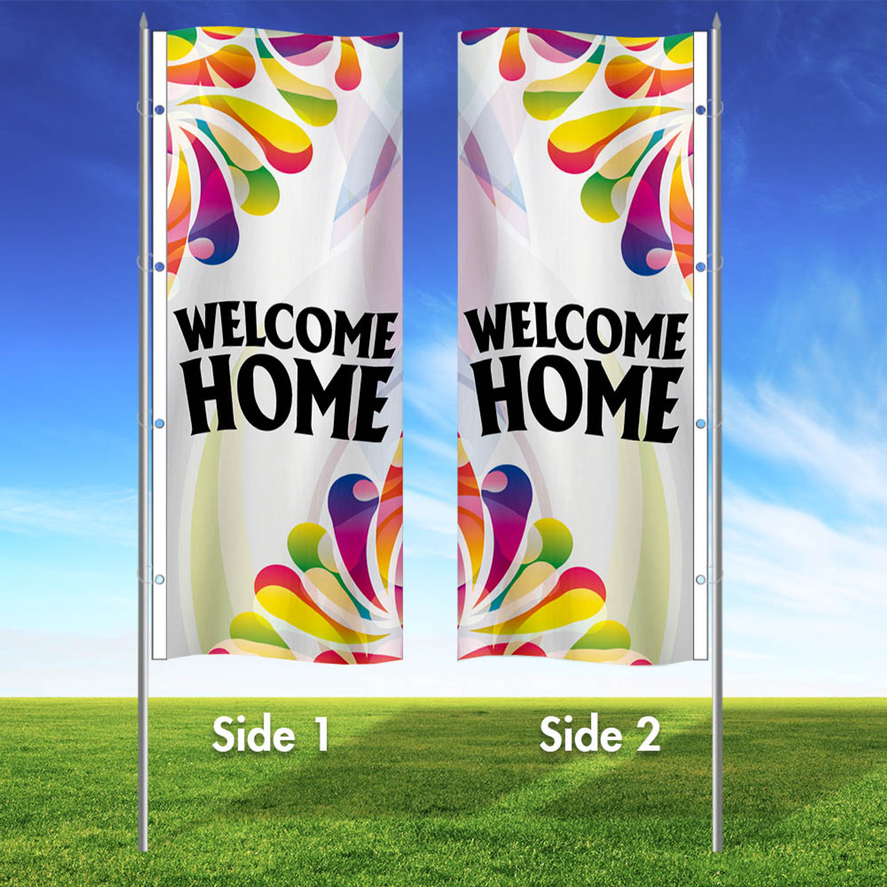 Splash22- Double Sided 3x8 Vertical Wave Flag