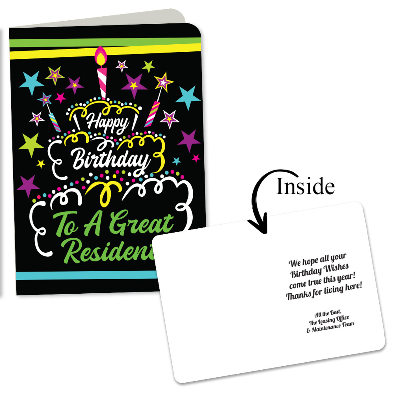 Greeting Cards: Happy Birthday Resident (Black Star)