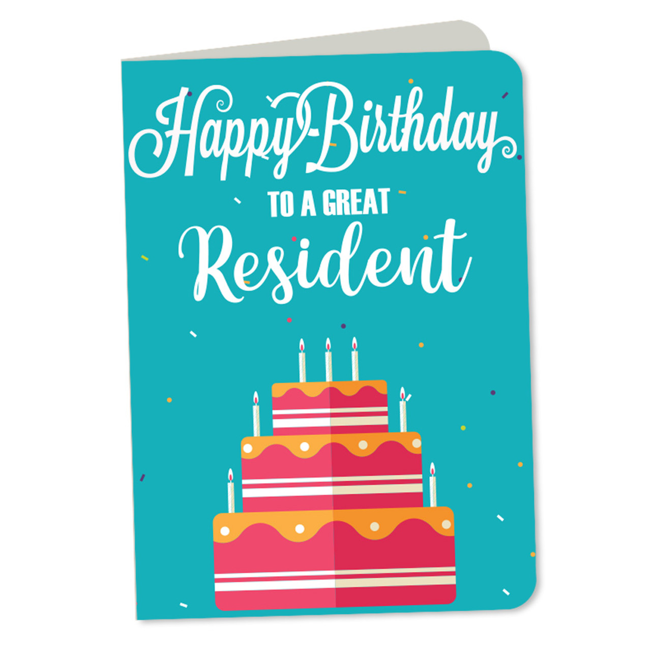 Greeting Cards: Happy Birthday Resident (Blue Cake)