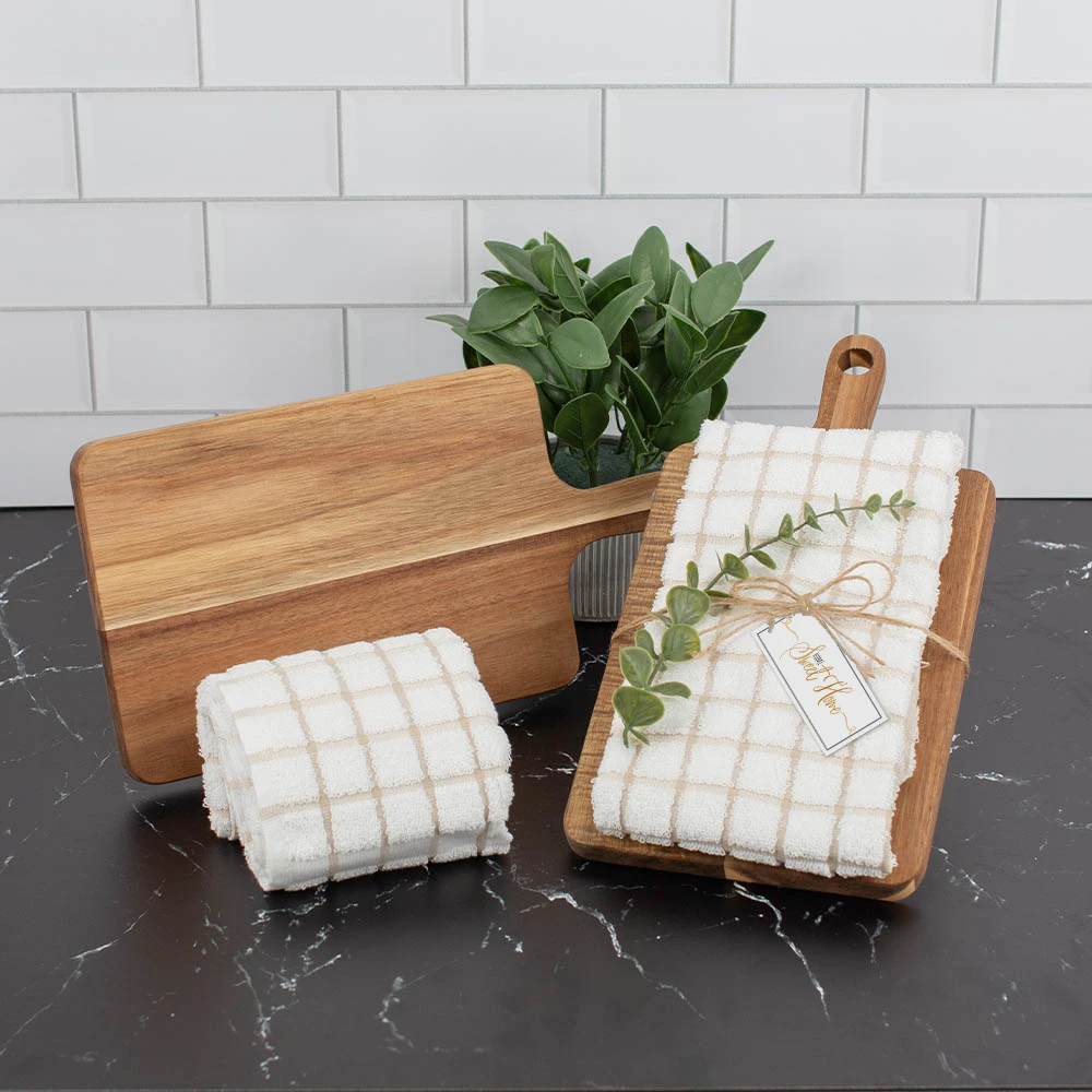 Cutting Board and Dish Towel Gift Set