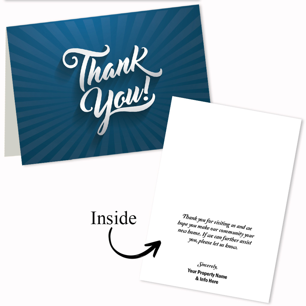 Custom Greeting Cards: Thank You Blue Burst