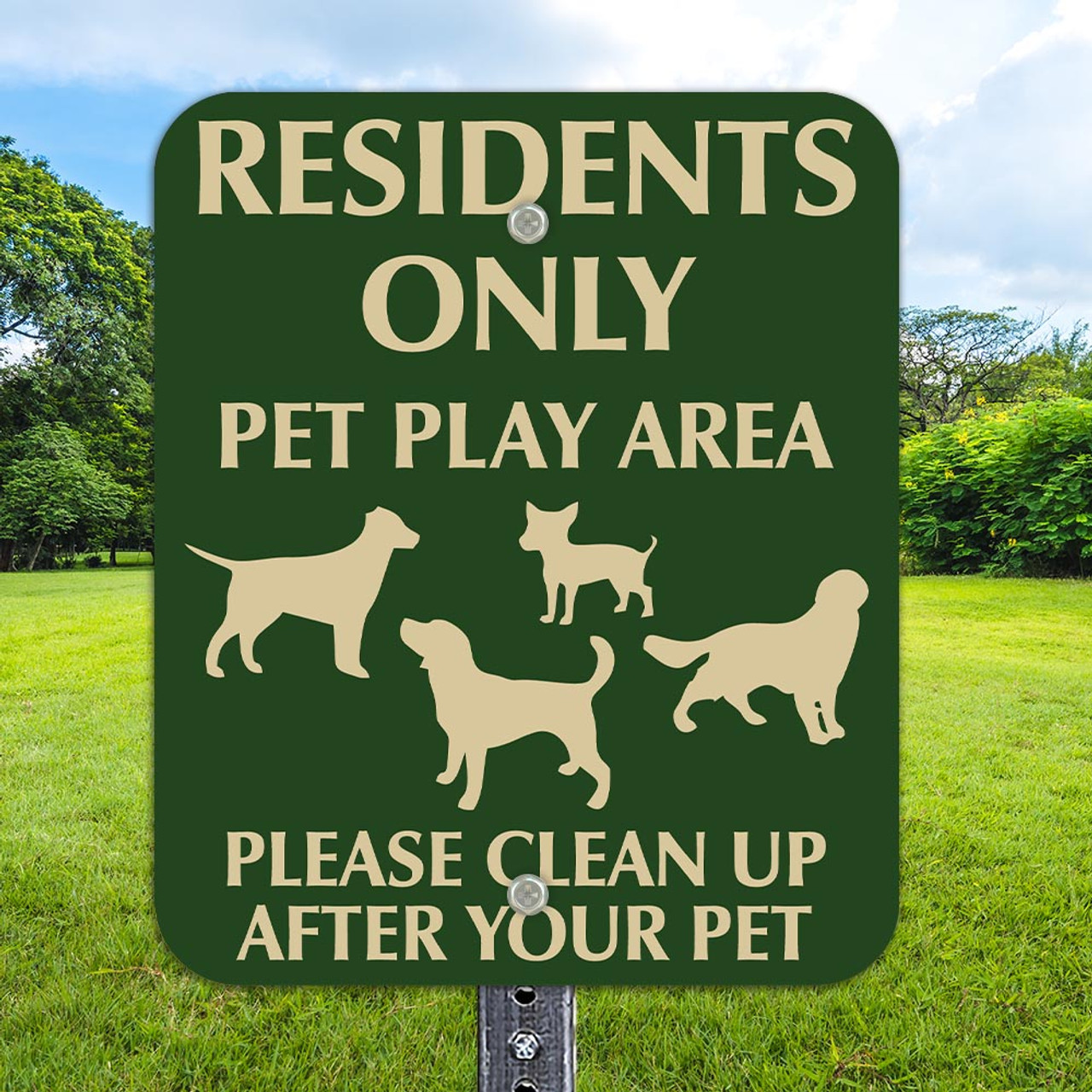 Residents Only Pet Area -10"x12" Aluminum Sign