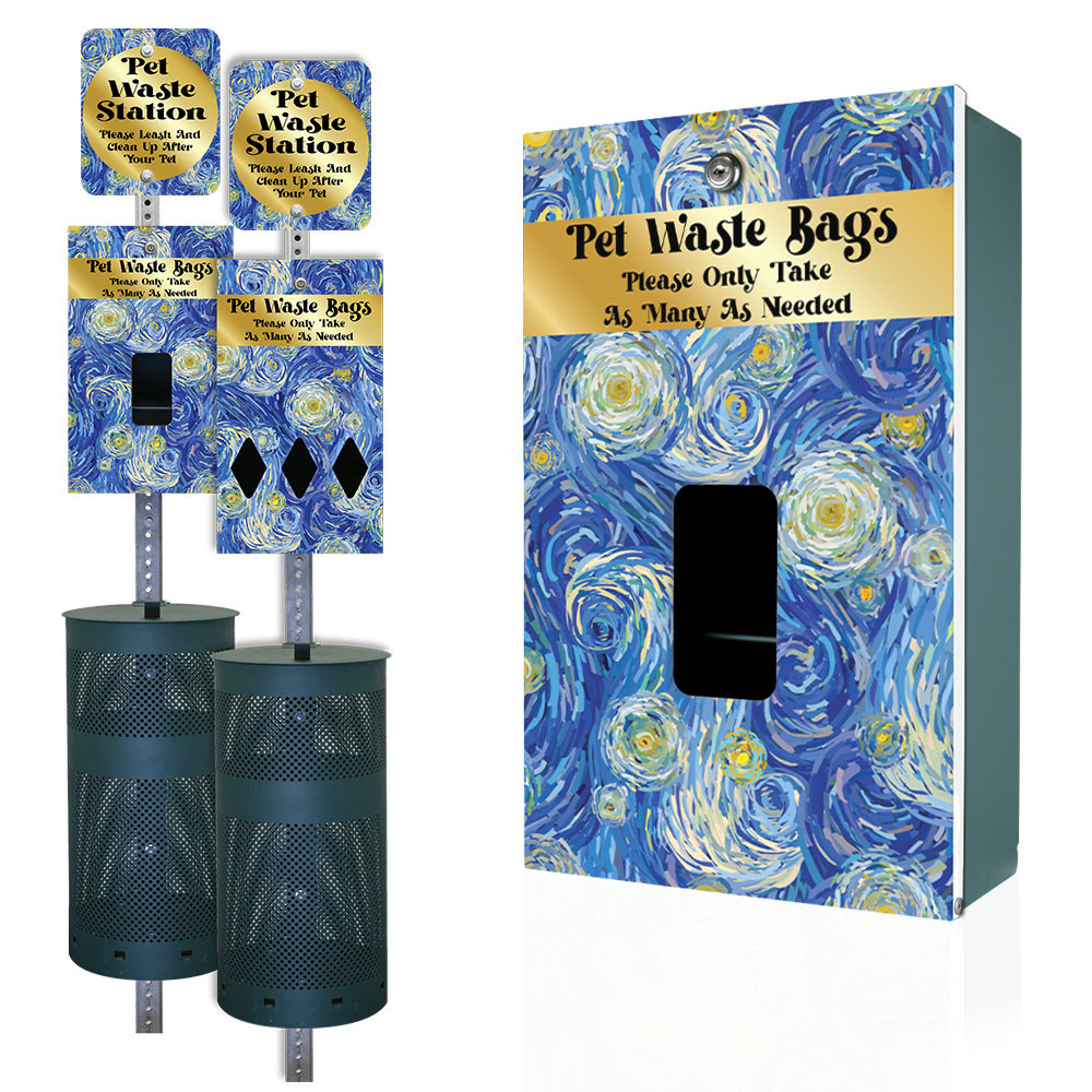 "Starry Night" DISPENSE-Art™  Designer Dog Waste Station