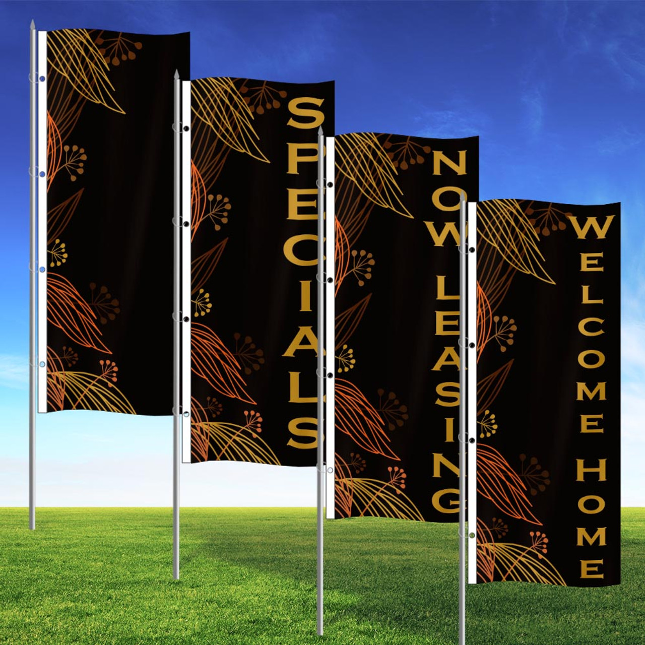 Autumn Blossom - Double Sided 3x8 Vertical Wave Flag