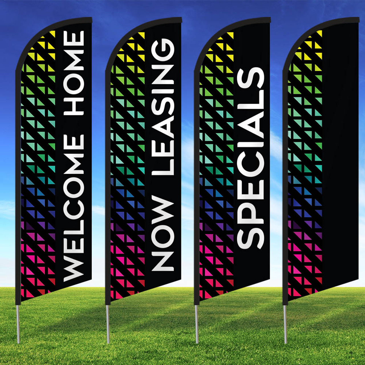 Prismatic Neon Style- Double Sided Feather Flag Kit