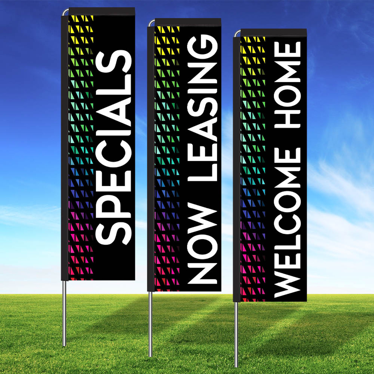 Prismatic Neon Style Rectangle Flag Kit