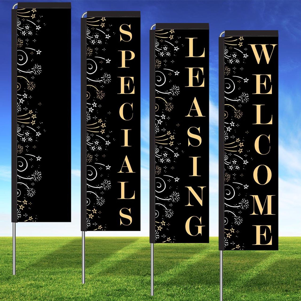 Bursting Bliss Black Rectangle Flag Kit