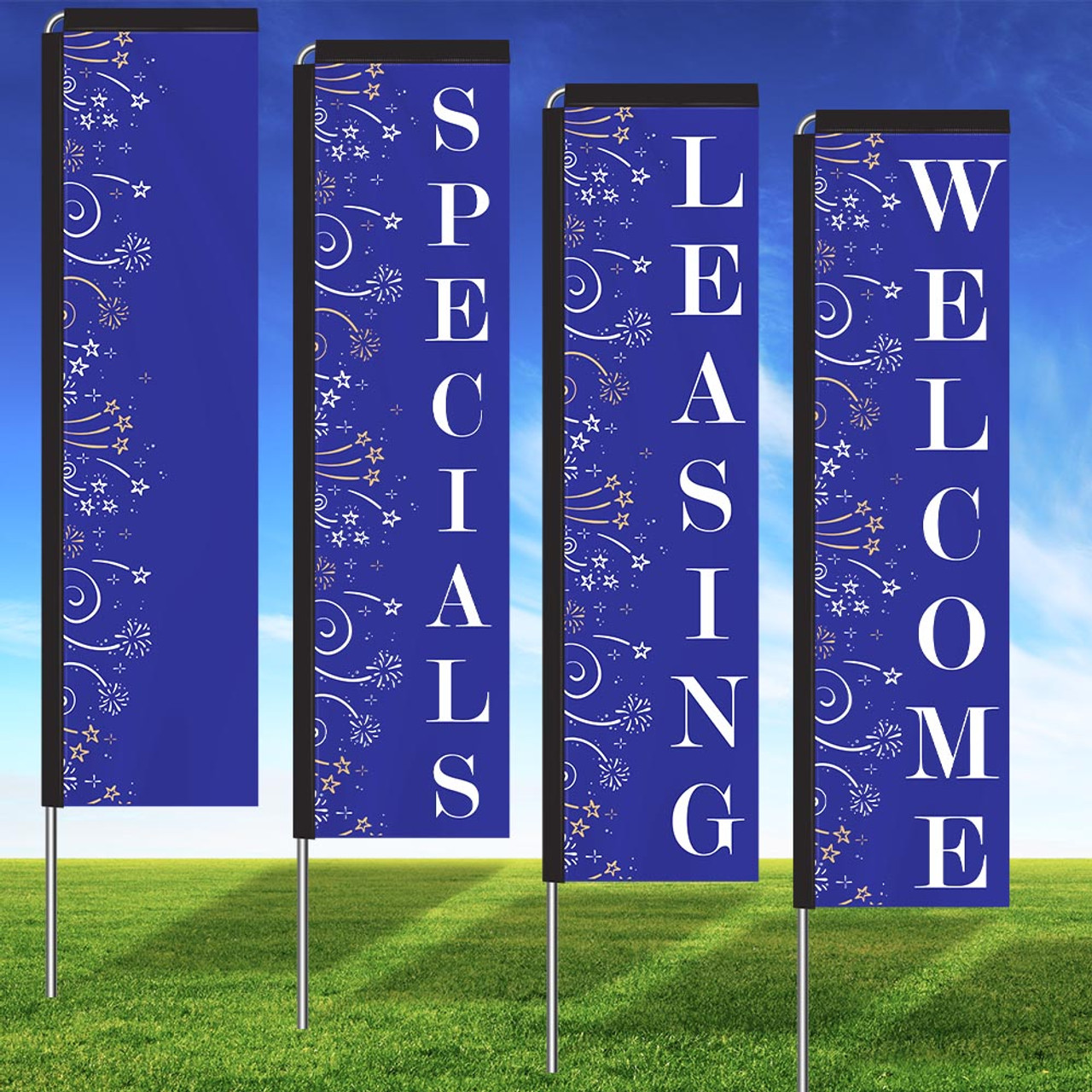 Bursting Bliss Blue Rectangle Flag Kit