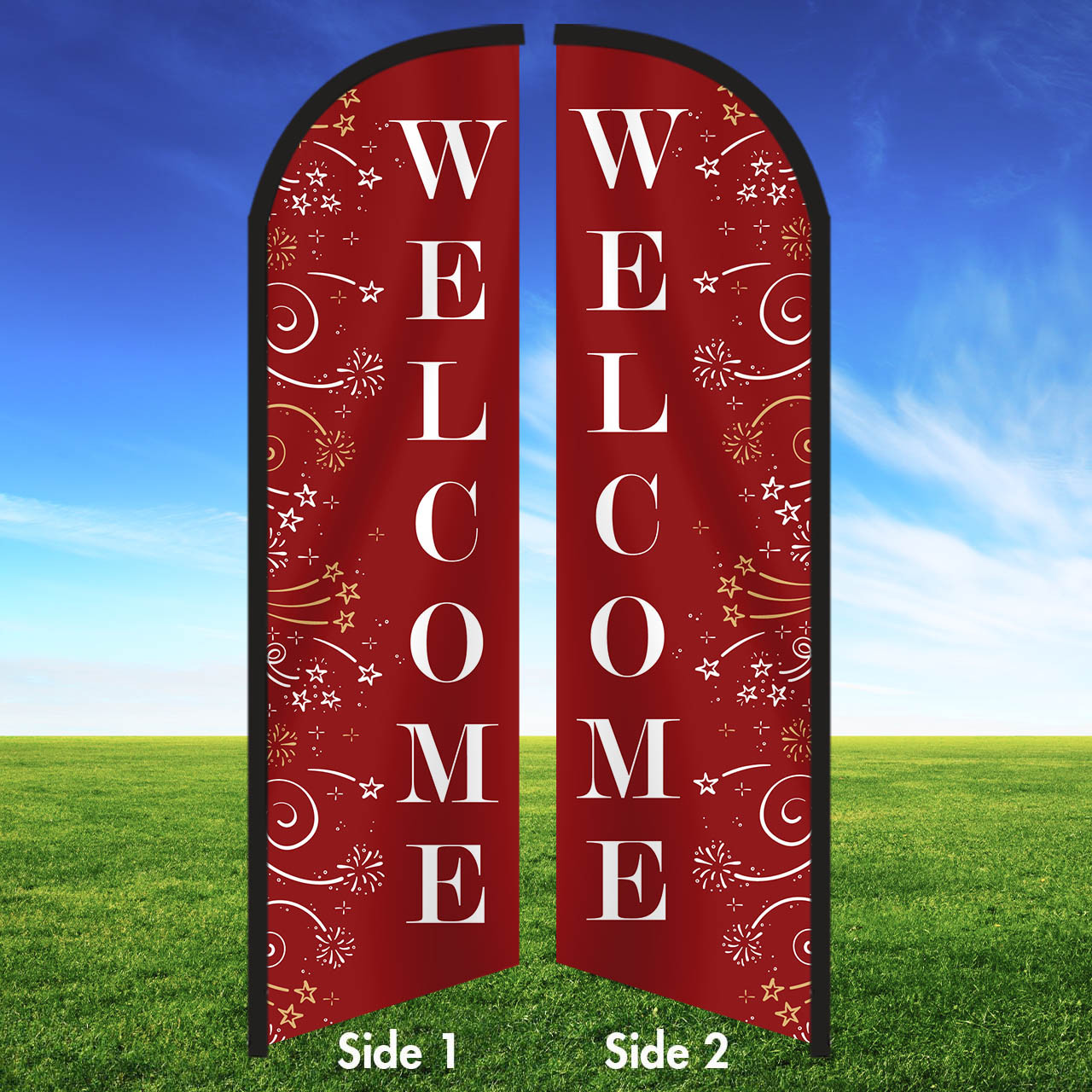 Bursting Bliss Red- Double Sided Feather Flag Kit