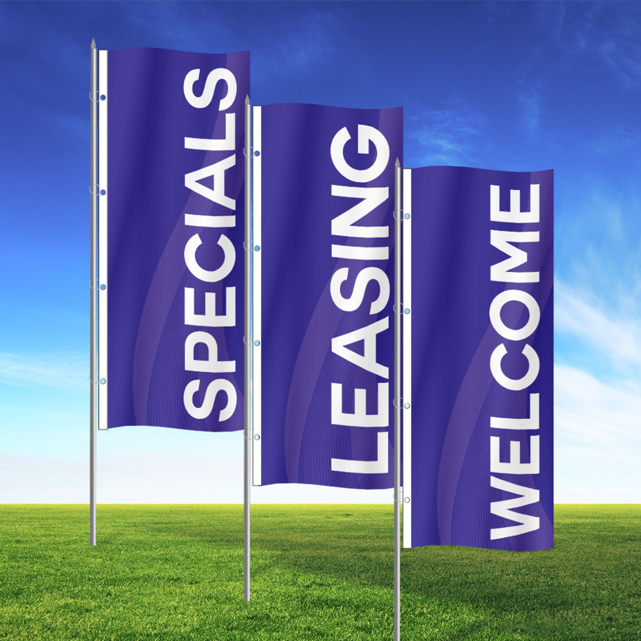 Color Wave- 3x8 Vertical Wave Flag Double Sided