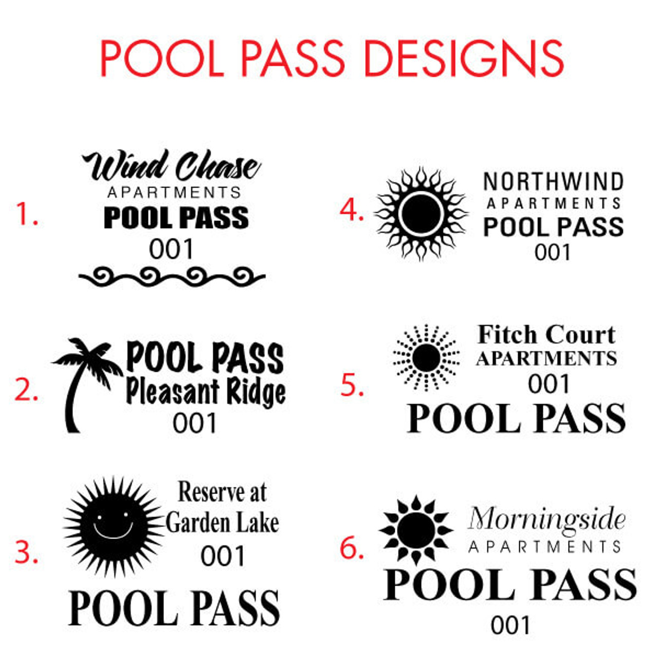 Custom Card  Pool Pass w/ Numbering Double Sided
