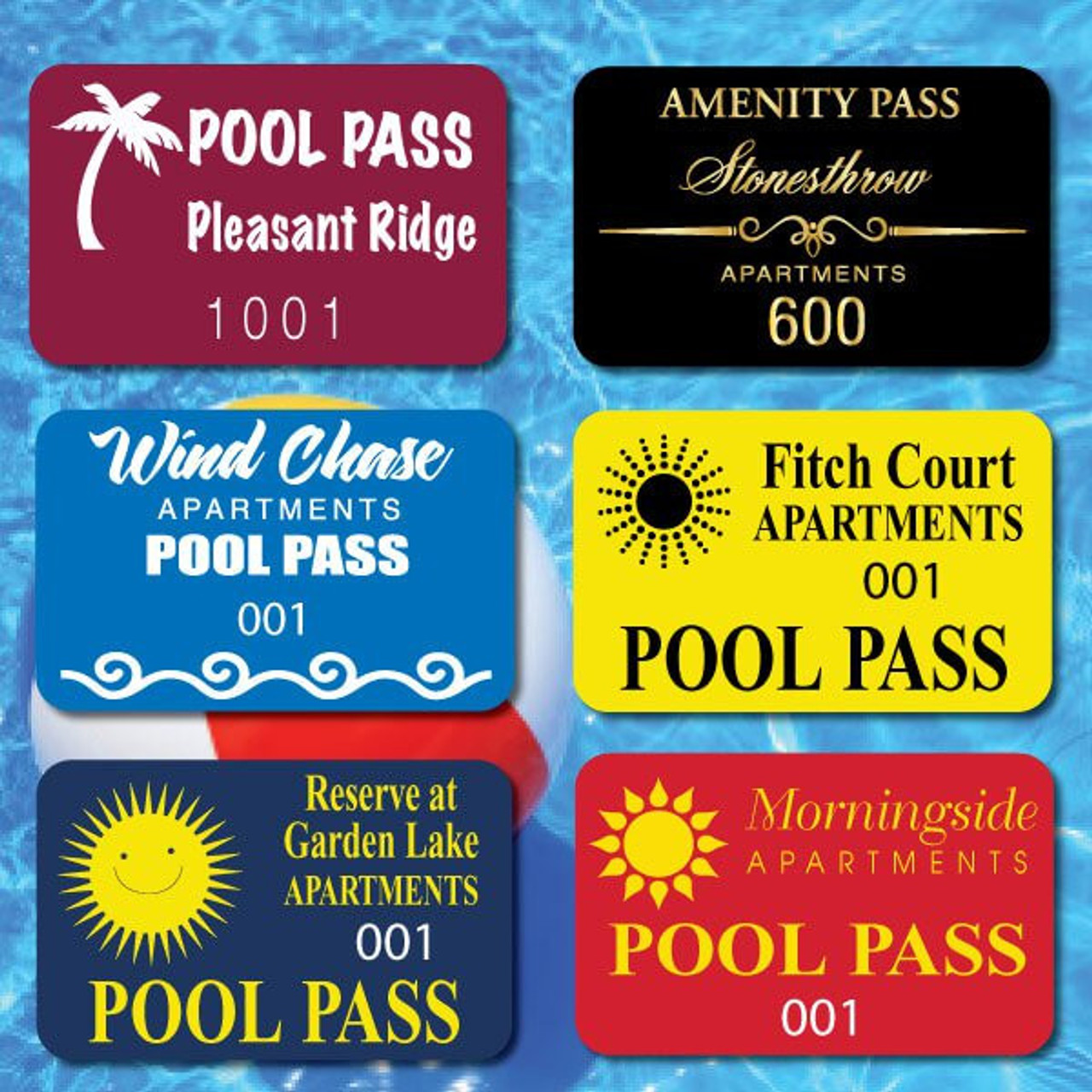 Custom Card  Pool Pass w/ Numbering Double Sided