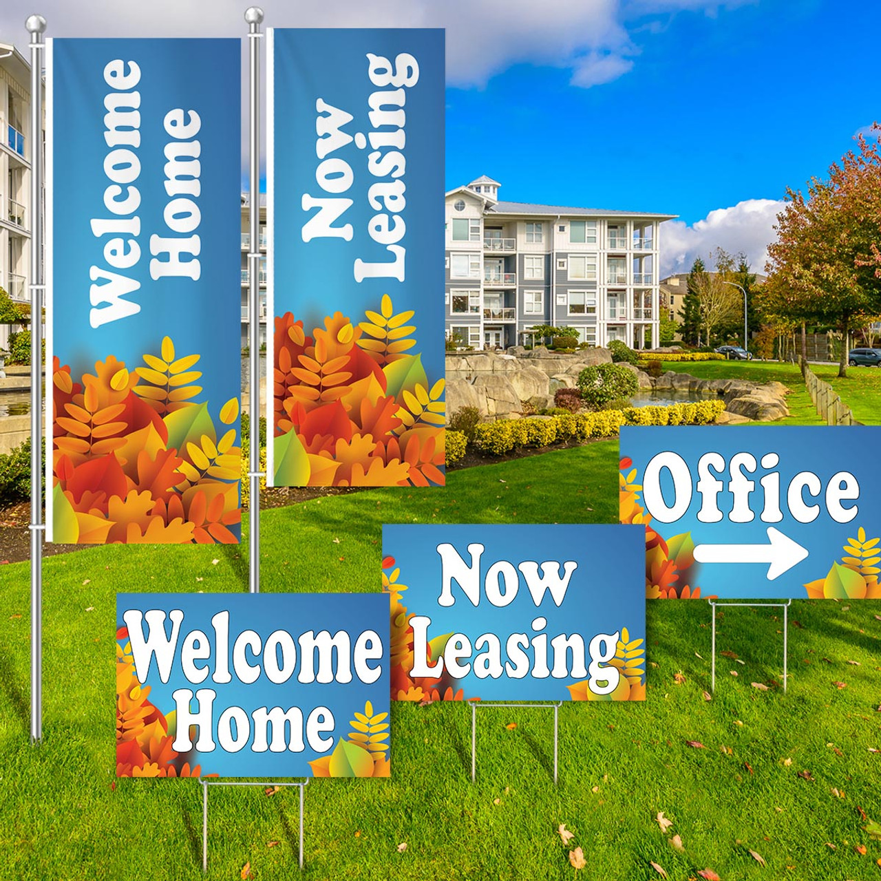 Blue Harvest - Vertical Flag and Yard Sign Marketing Bundle