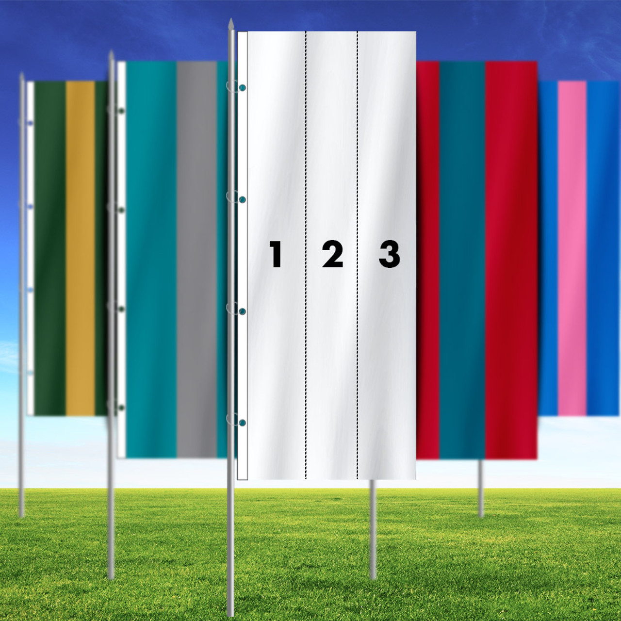 3' x 8' Custom Color, 3-Stripe Vertical Flag