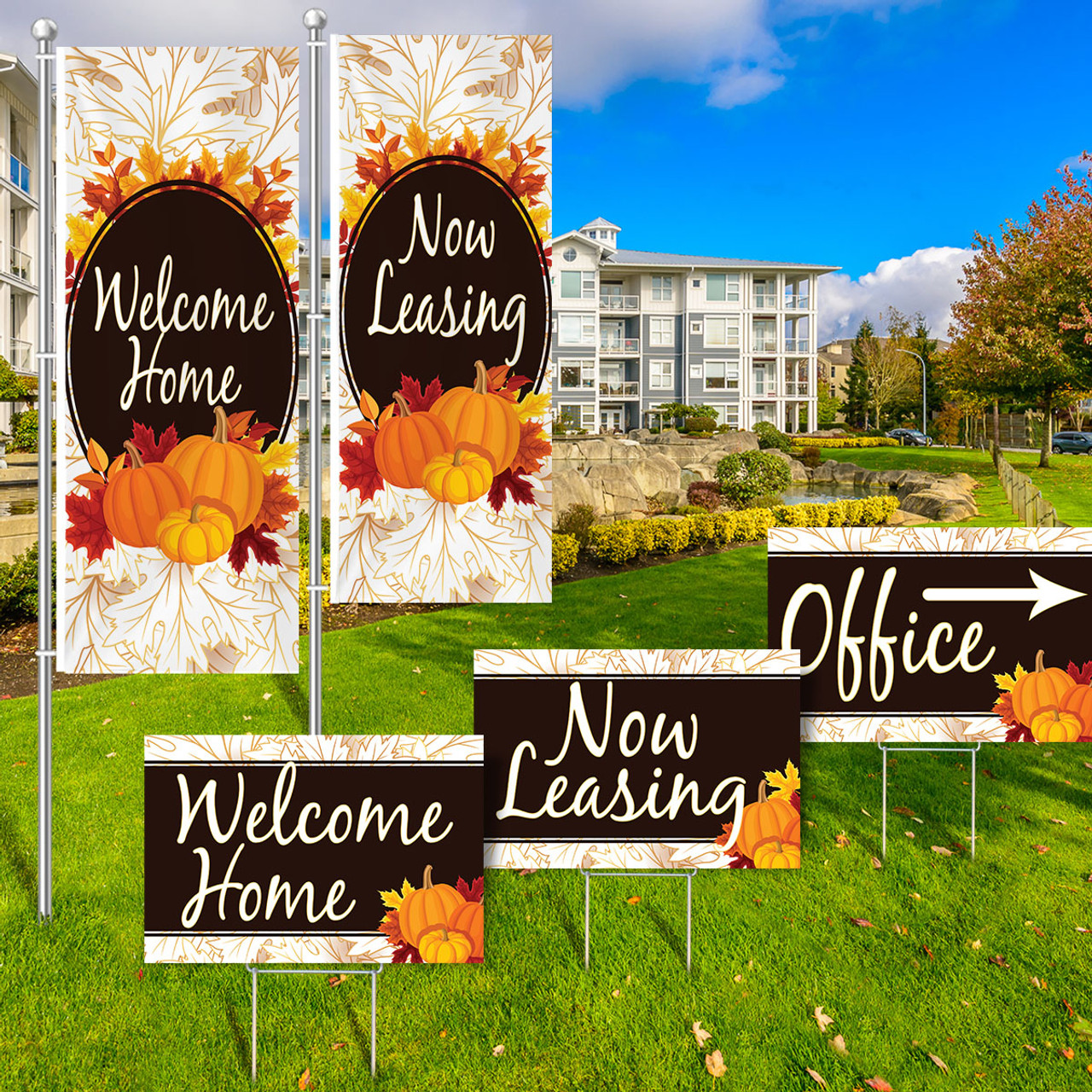 Pumpkin Glow - Vertical Flag and Yard Sign Marketing Bundle