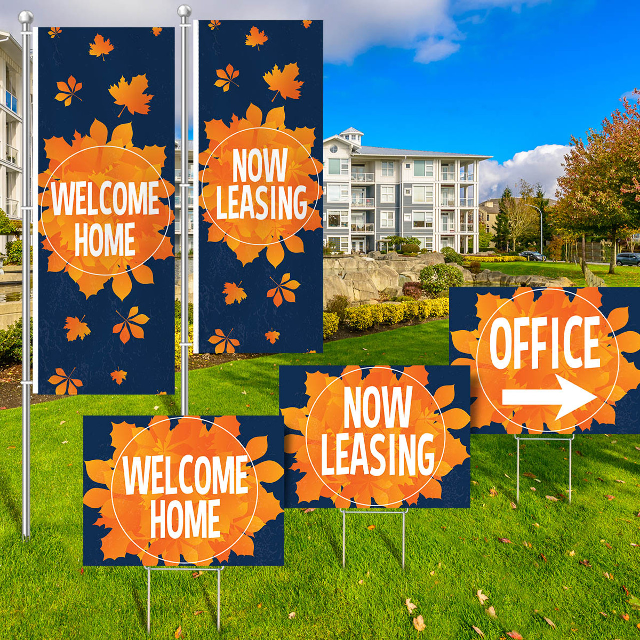 Twilight Leaves - Vertical Flag and Yard Sign Marketing Bundle